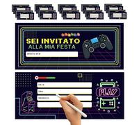 hOmty 25pz Inviti compleanno bambino Videogiochi. Biglietti invito compleanno bambino. Biglietti festa compleanno a tema