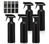 HOMURY 5 Flaconi Spray Nero da 500 ml: Bottiglie per Parrucchiere, Piante, Capelli, Pulizia e Giardinaggio Con Etichetta Impermeabile