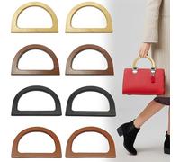 HOMURY 8 maniglie per borse in legno: manico a forma di D, 12 x 8,5 cm, di ricambio a forma di D, per borsa fai da te, borsa per la spesa, borsa da spiaggia fatta a mano