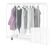 HOMURY Copertura antipolvere trasparente per appendiabito: copertura impermeabile con 2 cerniere, protezione antitarme, per asta appendiabito, 180 x 50 x 150 cm