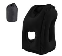 HOMURY Cuscino da viaggio gonfiabile, cuscino gonfiabile, cuscino da viaggio, cuscino per cervicale, comodo supporto per testa e mento per auto, aereo, viaggio, campeggio (nero)