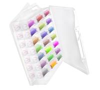 HOMURY Scatola Portaoggetti Con Manico per Filo da Cucito e Ricamo - 46 Scomparti, Contenitore in Plastica per Bobine e Tessuto (Trasparente, 33 x 25 x 8,2 cm)