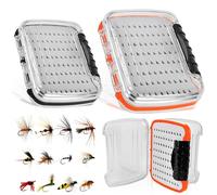 HOMURY Set di 2 scatole da pesca a mosca, doppio lato, contenitore per cucchiai, coperchio a mosca, accessori per pesca a mosca, spinners