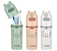 HOMURY Set di 3 spazzolini da viaggio per spazzolino da denti, per viaggi, campeggio, scuola, Custodia per spazzolino da viaggio, Semplice