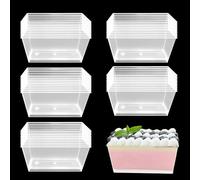 HOMURY Tazza da dessert in plastica, 50 pezzi, rettangolare, da 140 ml, in plastica, riutilizzabile, per dessert, budino, mousse party (9,8 x 4,7 cm)