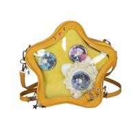 Homvik Star Ita Bag Pins zaino carino estetico spille borsa con inserto Ita display borsa a tracolla in pelle PU per donne ragazze, Giallo, M