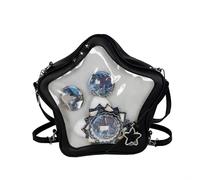 Homvik Star Ita Bag Pins Zaino carino estetico Spille Borsa con inserto Ita Display Borsa a tracolla in pelle PU per donne ragazze, nero, Nero , M