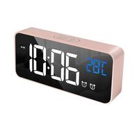 HOMVILLA Sveglia Digitale con Display a LED di Dimensioni, Sveglia a Specchio Portatile con Doppio Allarme Snooze Time 4 Livelli d i Luminosità Regolabile Dimmer 10 Music Porta di Ricarica USB (Rosa)