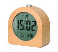 HOMVILLA Sveglia Digitale in Legno, Sveglia da Comodino LCD con Funzione Snooze, Sveglia Digitale da Comodino con Visualizzazione di Data e Temperatura(3 Batterie AAA Incluse)