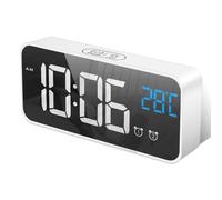 HOMVILLA Sveglia Digitale, Sveglie con Display a LED di Dimensioni, Sveglia a Specchio Portatile con Doppio Allarme, Sveglia Intelligente, Snooze 4 Livelli di Luminosità Regolabile Comodino 10 Music