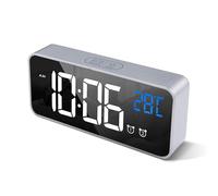 HOMVILLA Sveglia Digitale, Sveglie con Display a LED di Dimensioni, Sveglia a Specchio Portatile con Doppio Allarme, Sveglia Intelligente, Snooze 4 Livelli di Luminosità Regolabile Comodino 10 Music