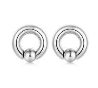 Homxi 2 PCS Set Orecchini Dilatatori 3x14x6mm,8G Finti Dilatatori Acciaio Chirurgico Hoop con Sfera Kit Dilatatori Lobo Argento