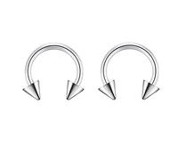 Homxi 2 Pezzi Piercing Orecchio,16G Piercing Naso 1.2mm Piercing Septum Acciaio Chirurgico U e Cono Piercing Anello Naso Argento