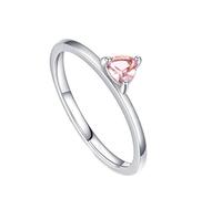Homxi Anelli Fedi Nuziali Donna d'Oro Bianco 14 K, 4x4mm Triangolo con Morganite Sintetica, Anelli Fedina in Argento Donna Taglia 23(63mm)