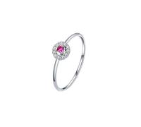 Homxi Anelli Fedi Nuziali Donna Oro Bianco 585, Rotondo e Quadrato con Rubino Sintetico e Moissanite, Donna Anelli Fedi Nuziali in Argento Taglia 21(61mm)