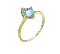 Homxi Anelli Fedi Nuziali d'Oro Donna 14K, Triangolo con Topazio Sintetico e Moissanite, Anello Fidanzamento Donna in Oro Misura 9(49mm)