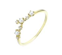 Homxi Anelli Fedi Nuziali in Oro 9K Donna, Perle con Moissanite, Anello Donna Matrimonio Oro Taglia 13(53mm)