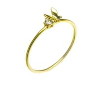 Homxi Anelli Fedi Oro 585 Donna, Farfalla con Moissanite, Donna Anello in Oro Giallo Eternity Taglia 21(61mm)