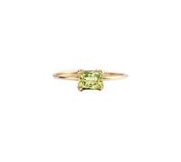 Homxi Anelli Fedina di Oro Giallo Donna 14K, Rettangolo Solitario con Peridoto Sintetico, Donna Anelli Fedi Nuziali di Oro Giallo Misura 14(54mm)