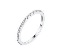 Homxi Anelli Fedina Donna 14Kt Oro Bianco, Rotondo Semplice con Moissanite, Anelli Fedine Argento da Fidanzamento Donna Taglia 20(60mm)