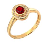 Homxi Anelli Fedina Donna 9K Oro, Ovale con Rubino Sintetico da 0,42ct e Moissanite, Donna Anelli Fidanzamento Rosso Oro, Misura 18(58mm)