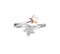 Homxi Anelli Fedina Donna d'Oro Bianco e Oro Rosa 9 K / 14 K / 18 K, Stelle con Diamante da 0,06 ct, Anello Fedina Argento Oro Rosa Donna