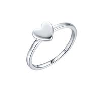 Homxi Anelli Fedina Donna in Oro Bianco 9K, Cuore Lucido, Anello Fedina di Argento Donna Taglia 23(63mm)