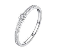 Homxi Anelli Fedina Donna Oro Bianco 18 K, 2x2mm Rotondo con Moissanite, Donna Anello Fidanzamento Argento Misura 23(63mm)