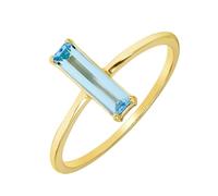 Homxi Anelli Fedina in Oro Giallo Donna 375, Rettangolo Solitario con Topazio Sintetico, Donna Anello Fedina in Oro Taglia 23(63mm)