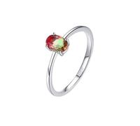 Homxi Anelli Fedina Oro Bianco Donna 585, 4x6mm Ovale con Granato Sintetico, Anelli Fedi Nuziali in Argento Donna Misura 22(62mm)