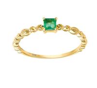 Homxi Anelli Fidanzamento Donna 18K Oro, Solitario Quadrato con Smeraldo Sintetico, Anelli Fedina di Oro Donna Misura 16(56mm)