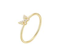 Homxi Anelli Fidanzamento Donna Oro 750 18 K, Farfalla con Moissanite, Donna Anello in Oro Giallo Eternity Misura 21(61mm)