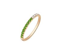 Homxi Anelli Fidanzamento Donna Oro Giallo 750 18 K, Rotondo Semplice con Cromo diopside e Diamante, Anello Fedi Nuziali Donna di Verde Oro, Taglia 7(47mm)