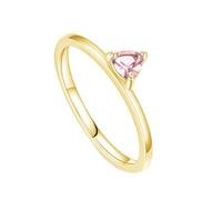 Homxi Anelli Fidanzamento d'Oro 14 K Donna, 4x4mm Triangolo con Morganite Sintetica, Anelli Fedina di Oro Giallo Donna Taglia 13(53mm)