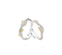 Homxi Anelli Fidanzamento Regolabili Incisione Personalizzata Lui e Lei Argento Sterling 925, Rami con Zirconia Cubica, Anelli da Fidanzamento Argento Oro