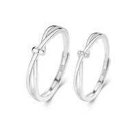 Homxi Anelli Fidanzamento Regolabili Personalizzati Lui e Lei Argento 925, Intertessuto con Zirconia Cubica, Anello Uomo Fidanzto Argento