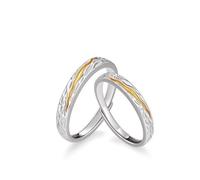 Homxi Anelli Fidanzamento Regolabili Personalizzati Lui e Lei Argento 925 Sterling, Geometrico, Anelli Fidanzamento Argento Oro Coppia