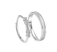 Homxi Anelli Fidanzamento Regolabili Personalizzati Uomo Donna Argento Sterling, Fiocco con Zirconia Cubica, Anelli Argento Fedina
