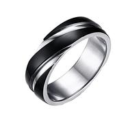 Homxi Anello Acciaio Inossidabile Uomo Incisione Personalizzata,Bicolore 6MM Anelli per Uomo Argento Nero Anello Uomo Misura 20(60mm)