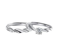 Homxi Anello da Fidanzamento Coppia Argento 925, Rotondo con Zirconia Cubica, Anelli Coppia Lui e Lei Fidanzamento Argento