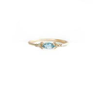 Homxi Anello Donna di Fidanzamento Oro 375, Marchesa con Acquamarina Sintetica e Moissanite, Donna Anello di Fidanzamento Oro Giallo Taglia 22(62mm)