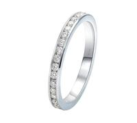 Homxi Anello Fedina 585 Oro Bianco Donna, Mezza Eternità con Moissanite da 0,015ct, Donna Anello Fedina Argento, Taglia 14(54mm)