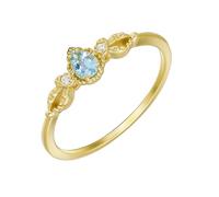 Homxi Anello Fedina 750 Oro Donna, Goccia d'acqua con Acquamarina Sintetica e Moissanite, Anelli Donna Matrimonio Oro Misura 18(58mm)