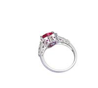 Homxi Anello Fedina Donna in Oro Bianco 9Kt / 14Kt / 18Kt, Cuore con Rubino Sintetico da 2,55 ct e Moissanite da 0,35 ct, Anello Fedi Nuziali in Rosso Argento Donna