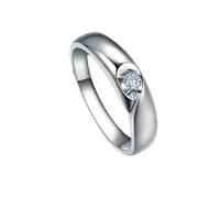 Homxi Anello Fedina Donna Oro Bianco 18Kt, Puzzle Cuore con Diamante da 0,06ct, Donna Anelli Fedina Argento, Misura 8(48mm)
