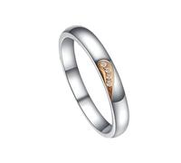Homxi Anello Fedina Oro Bianco Donna 18K, Puzzle Cuore con Diamante da 0,16ct, Argento Donna Anelli Fedi Nuziali, Misura 18(58mm)