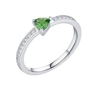 Homxi Anello Fidanzamento d'Oro Bianco Donna 585, 4x4mm Triangolo con Peridoto Sintetico, Anelli Fedina Donna di Argento Misura 25(65mm)