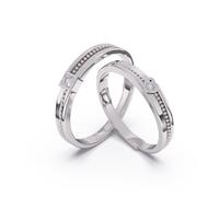 Homxi Anello Fidanzamento Regolabile con Incisione 925 Coppia Argento, Rotondo e Cuore con Zirconia Cubica, Coppia Fedi Nuziali Argento