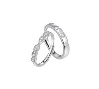 Homxi Anello Fidanzamento Regolabile Nome Inciso 925 Argento Lui e Lei, Rotondo con Zirconia Cubica, Anelli da Fidanzamento Argento