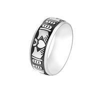 Homxi Anello Gotico Punk,Anelli Cuore di Claddagh Anelli Uomo Acciaio Inossidabile Argento Anelli Misura 22(62mm)